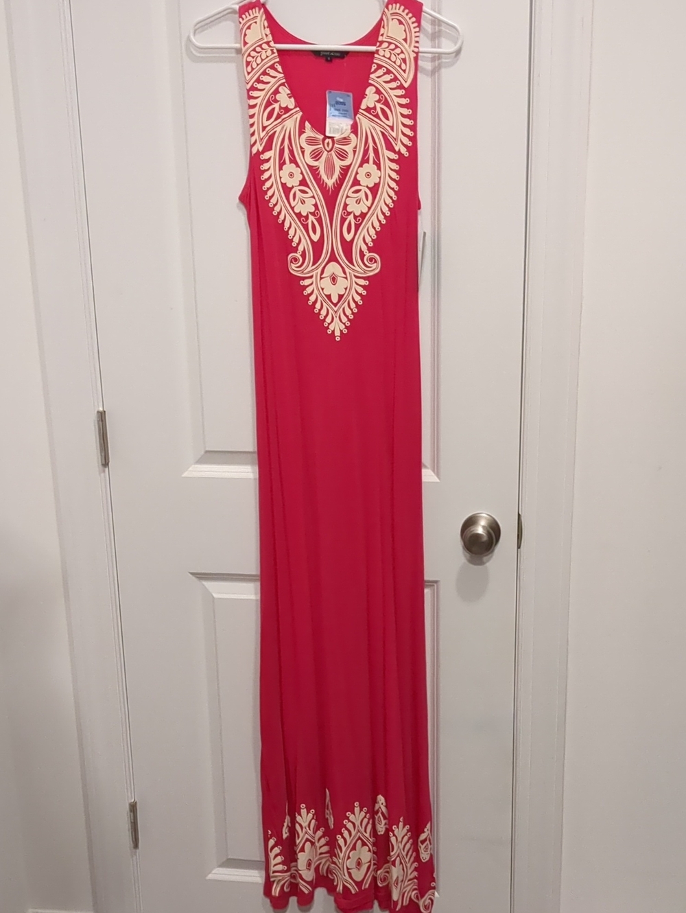 Just Love Fuchsia Maxi Dress with Cream Embroidery